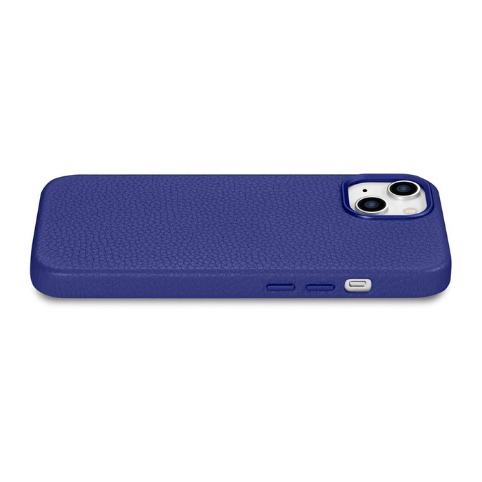 iCarer Litchi Premium Custodia in pelle iPhone 14 Plus Custodia magnetica in pelle con MagSafe blu scuro (WMI14220711-DB)
