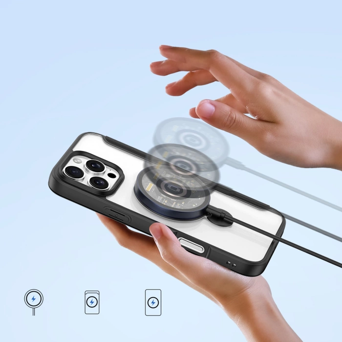 Dux Ducis Skin X Pro Hülle für iPhone 16 Pro Max mit MagSafe, Flip und Stand – Schwarz