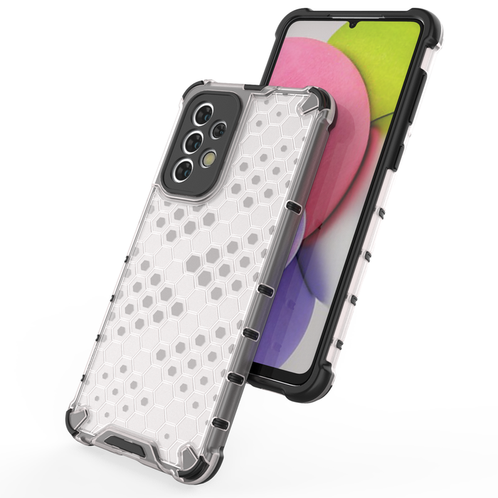 Cover blindata a nido d&#39;ape con cornice in gel per Samsung Galaxy A33 5G blu