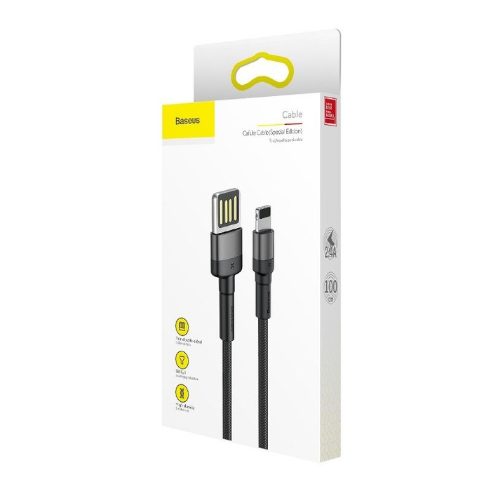BASEUS Lightning USB Wendekabel Cafule 2.4A 1m grau/schwarz