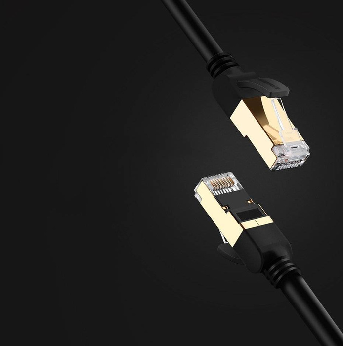 Ugreen kabel Internetový kabel Síťový Ethernetový propojovací kabel RJ45 Cat 7 STP LAN 10 Gb/s 1 m černý (NW107 11268)
