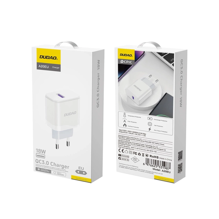 Dudao A20EU USB-A 18W network charger - white