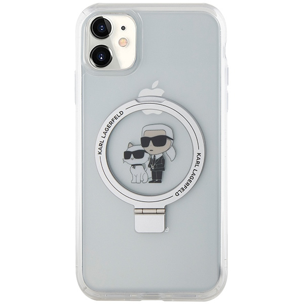 Cover Karl Lagerfeld KLHMN61HMRSKCH iPhone 11 / Xr 6.1" bianco/bianco durocase Supporto ad anello Karl&amp;Choupettte MagSafe Case