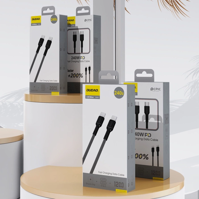 Dudao L9C Max 240W PD USB-C - USB-C Kabel 1,2m - Schwarz