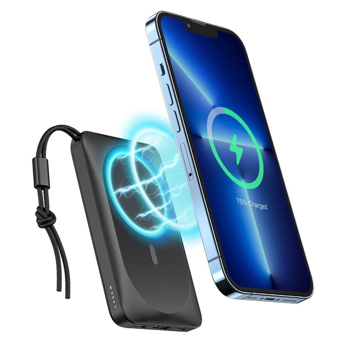 Powerbank zgodny z MagSafe Veger MagOn (VP1151 / W1151) PD QC3.0 2A 20W z ładowaniem indukcyjnym czarny