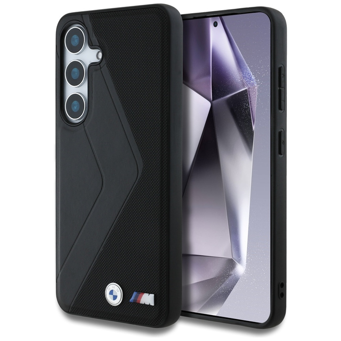Funda BMW rayas de cuero de gran tamaño MagSafe para Samsung Galaxy S25 negro
