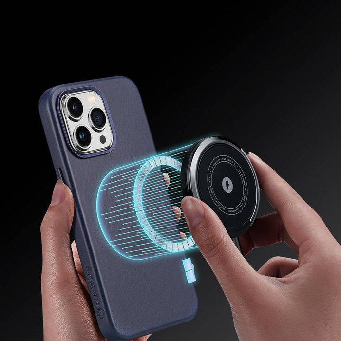 Funda Dux Ducis Naples para iPhone 14 Pro Funda magnética de cuero MagSafe azul