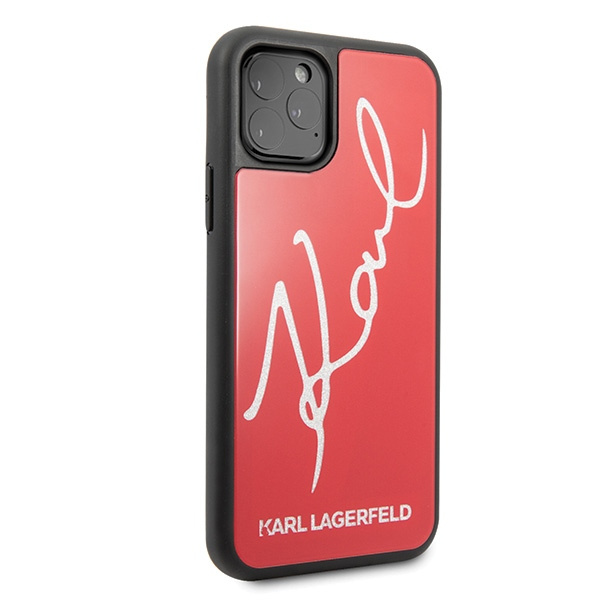 Coque KARL LAGERFELD Apple iPhone 11 Pro Max Signature Etui rouge pailleté
