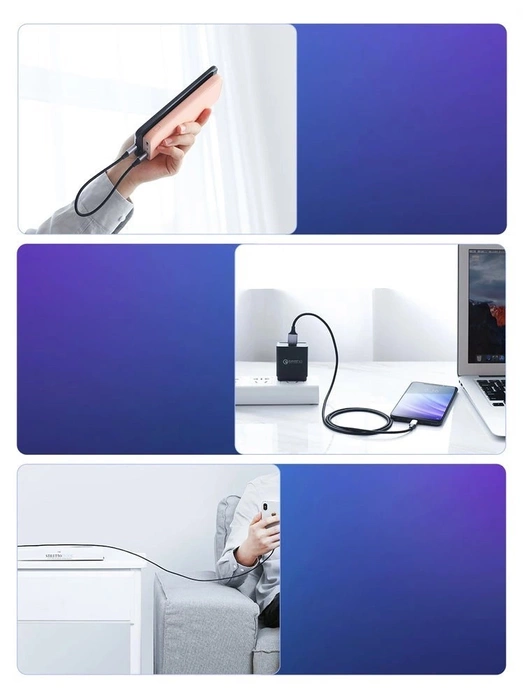 Poniklovaný kábel USB-C QC3.0 UGREEN 0,25 m s hliníkovou zástrčkou čierny