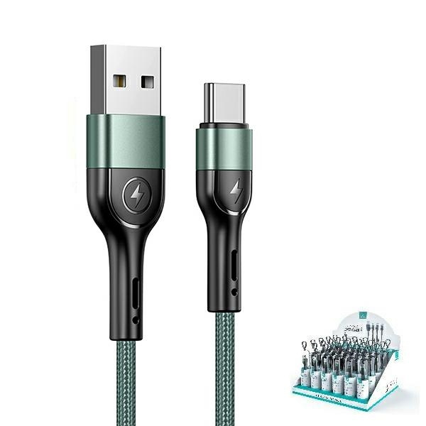 USAMS U55 USB-C braided Cable for set U55 green / green 1m SJ449USBSG02 (US-SJ449)