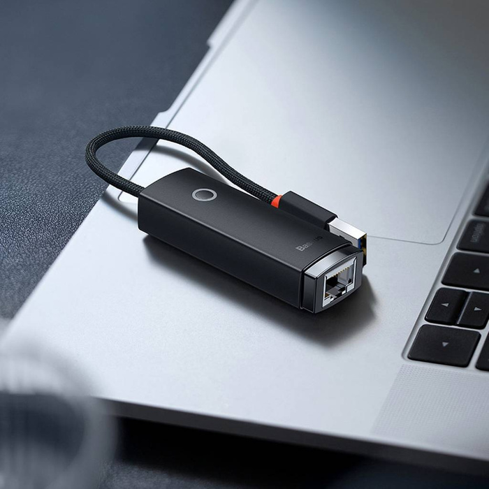 Baseus Ethernetový adaptér řady Lite z portu USB-A na port RJ45 LAN (100 Mb/s), černý