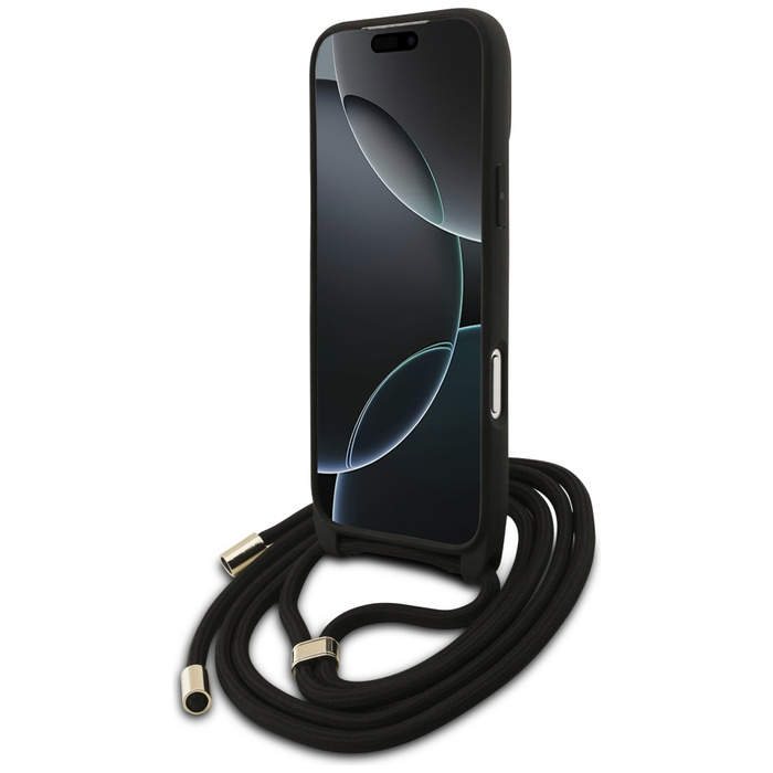 Etui Guess 4G Big Logo Cord Stap         Crossbody do iPhone 17 Pro Max czarny