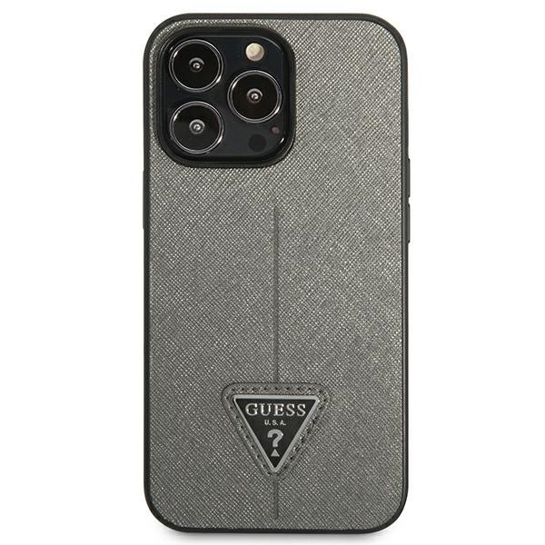 Guess GUHCP14LPSATLG iPhone 14 Pro 6.1" silber/silber hartcase SaffianoDreieck Logo