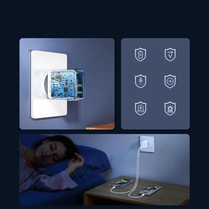 Joyroom JR-TCF12 mains charger 2x USB-C 20W PD / QC 3.0 - white