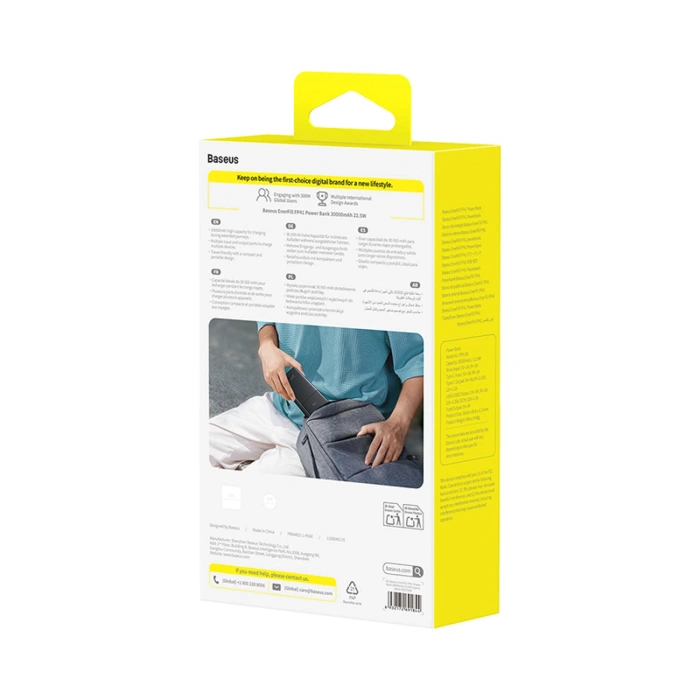 Powerbank Baseus EnerFill FP41 30000mAh 22.5W z kablem Baseus Simple USB-A - USB-C 3A 30cm - czarny
