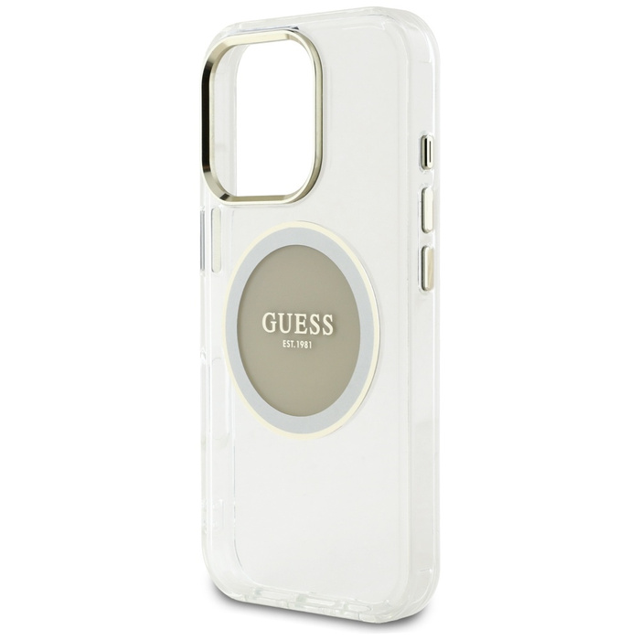 Etui Guess IML Metal Colored Circle      Classic Logo MagSafe do iPhone 16 Pro szary
