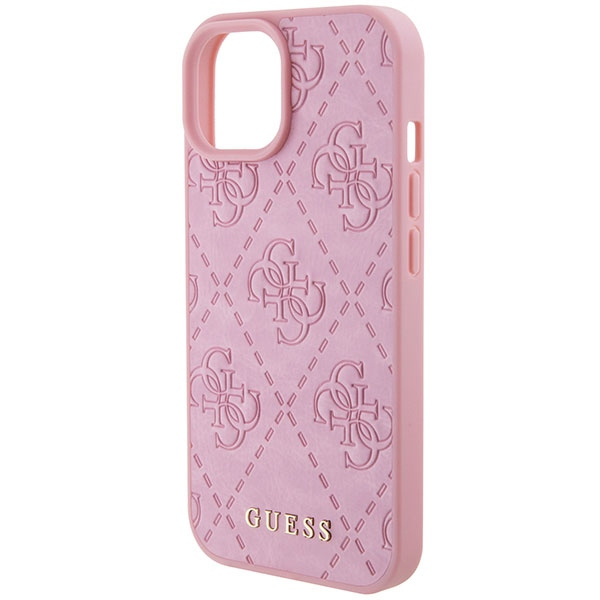 Case Guess GUHCP15SP4EPMP iPhone 15 6.1" pink/pink hardcase Leather 4G Stamped Case