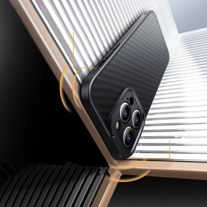 Gepanzerte Hülle für iPhone 14 Pro Max, kompatibel mit MagSafe Baseus Kunstfaser-Hartglas – Schwarz