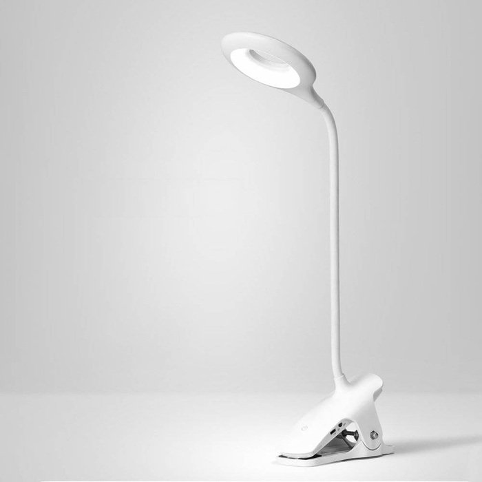 Lampe de lecture LED sans fil avec clip + câble micro USB blanc