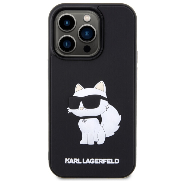Hülle Karl Lagerfeld KLHCP14L3DRKHNK iPhone 14 Pro 6.1" schwarz/schwarz hartcase Rubber Choupette 3D Case