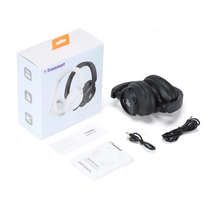 Tronsmart SOUNFII Q20S Hybrid ANC Wireless Headphones with Active Noise Cancelling - Black