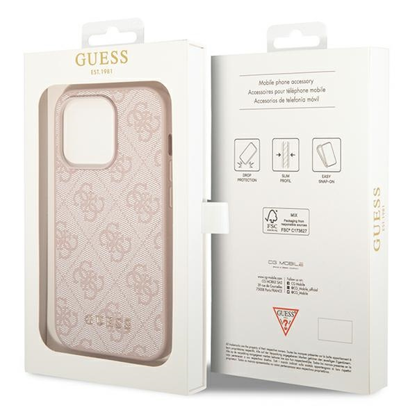 Case GUESS Apple iPhone 14 Pro Max 4G Metal Gold Logo Pink Hardcase