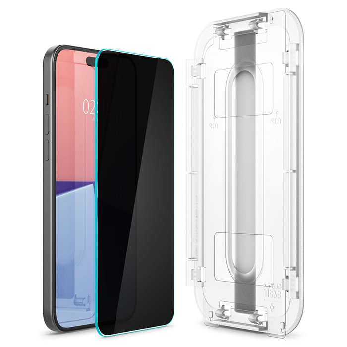 Tempered Glass Spigen Glas.tr "ez Fit" 2er-Pack iPhone 15 Datenschutz