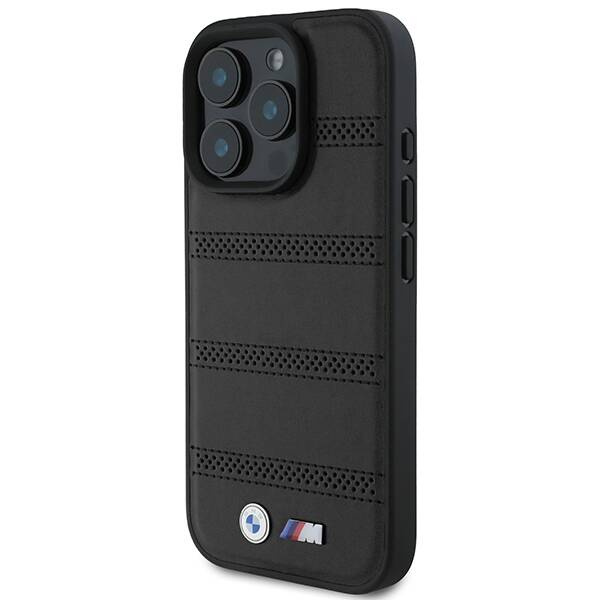 Coque BMW iPhone 16 Pro 6.3" noir/noircase M Perforated And Stitched Line MagSafe