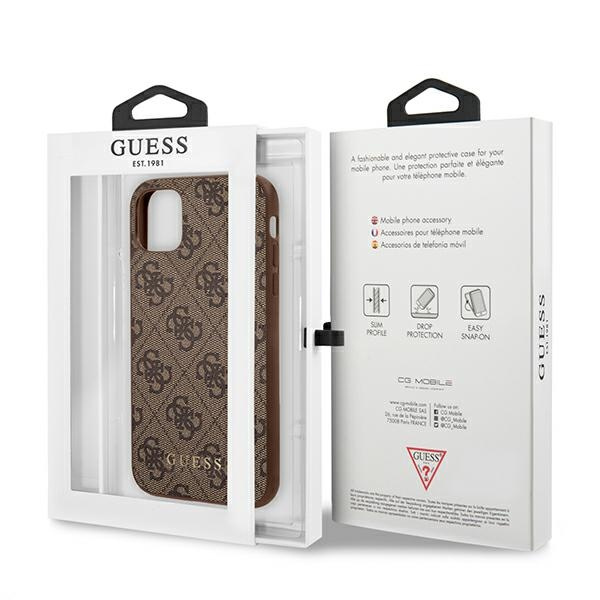 Hülle Guess GUHCN61G4GFBR iPhone 11 6.1" braun/braun hart case 4G Metall Gold Logo
