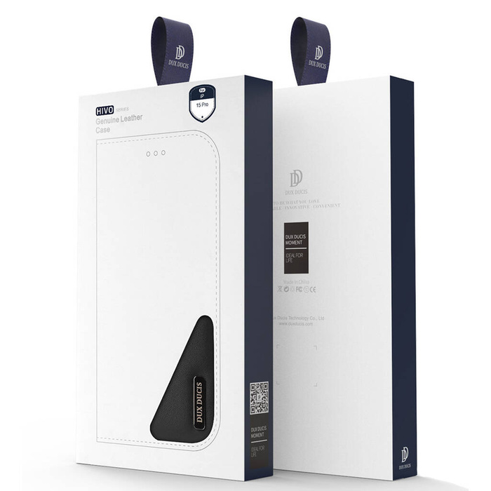Étui portefeuille Dux Ducis Hivo pour iPhone 15 Plus avec blocage RFID - marron