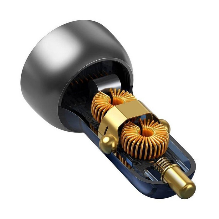 Baseus Auto-Ladegerät USB / USB Typ C 65 W 5 A SCP Quick Charge 4.0+ Power Delivery 3.0 LCD Bildschirm grau (CCKX-C0G)