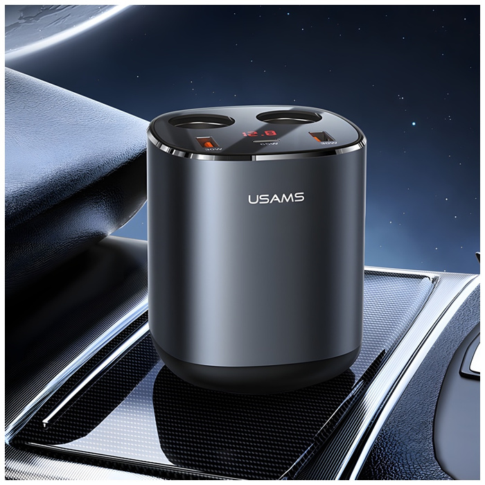 Répartiteur de voiture USAMS 2xUSB-A / 1xUSB-C C28 245W gris / gris CC151TC01 (US-CC151)