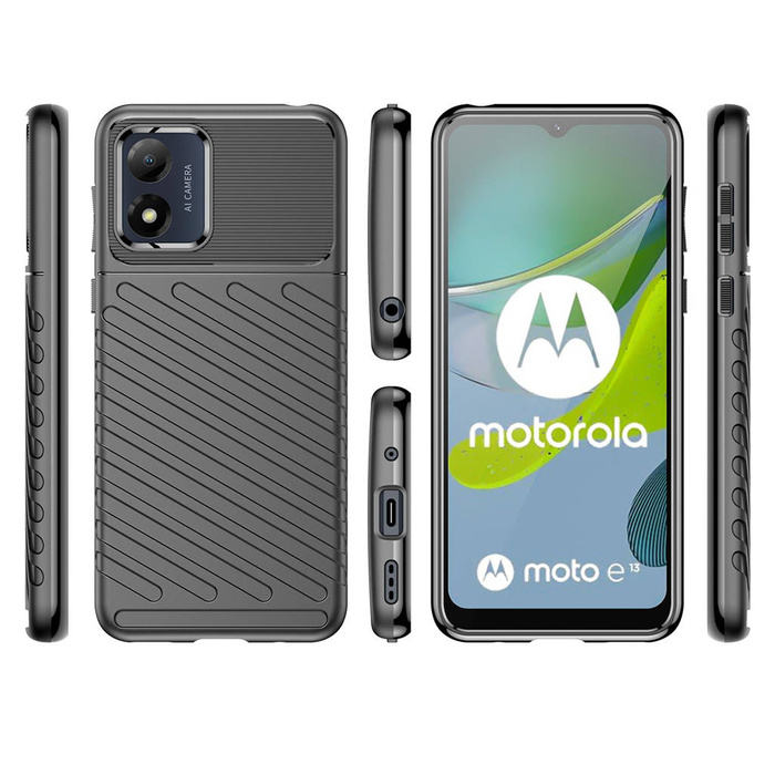Pouzdro Thunder Case pro Motorola Moto E13 silikonové pancéřové pouzdro černé