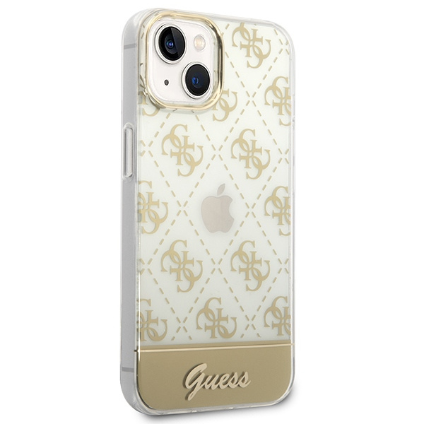 Case GUESS Apple iPhone 14 Plus 4G Pattern Script Gold Hardcase