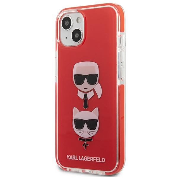 Hülle KARL LAGERFELD Apple iPhone 13 Mini Karl&Choupette Kopf Rot Hartcase