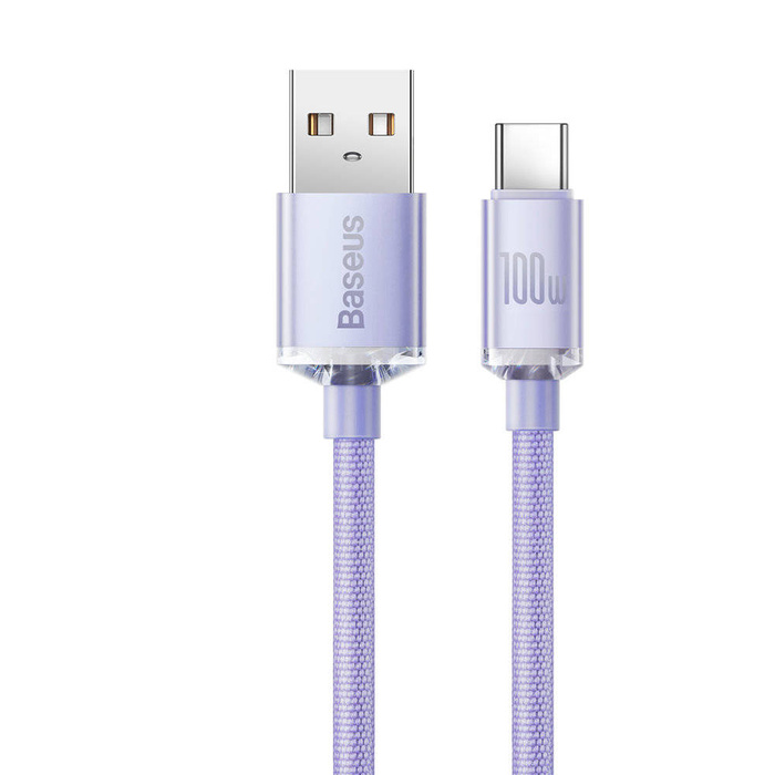 Cavo dati a ricarica rapida della serie Baseus Crystal Shine da USB tipo A a USB tipo C 100 W 2 m viola (CAJY000505)