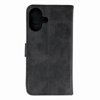 Leather Book Case for iPhone 16 - black