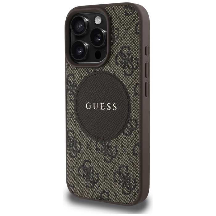 Etui Guess 4G Circle Classic Logo        MagSafe do iPhone 16 Pro brązowy