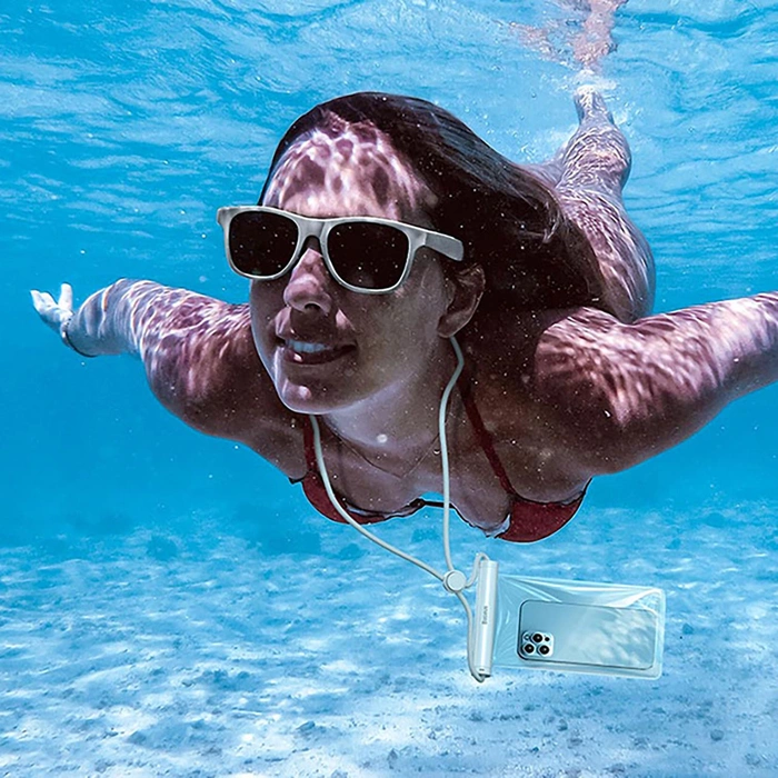 Waterproof phone case Baseus AquaGlide with Cylindrical Slide Lock (white)