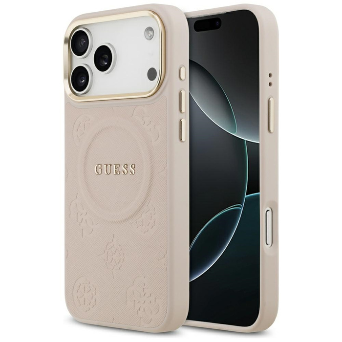 Etui Guess Peony Hot Stamp MagSafe do    iPhone 17 Pro Max różowy