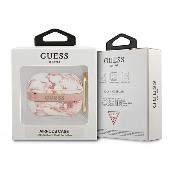 Hülle GUESS Apple AirPods Pro Abdeckung Marmor Riemen Sammlung Rosa Case