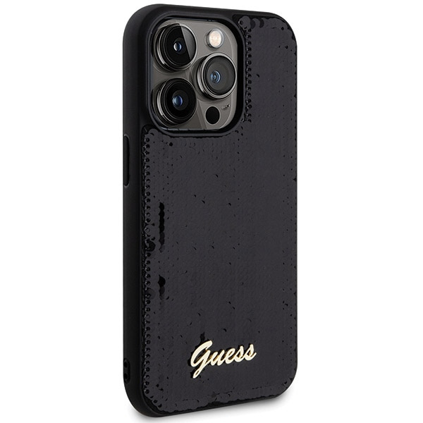 Etui Guess GUHCP13LPSFDGSK iPhone 13 Pro / 13 6.1" czarny/black hardcase Sequin Script Metal Case