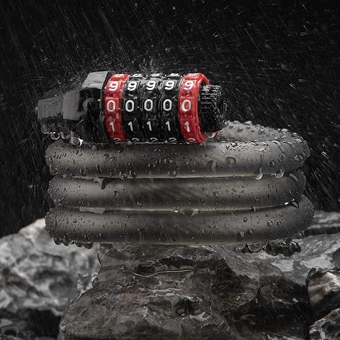 Lucchetto per bicicletta Rockbros RKS507-1BK con combinazione 1,8 m - nero