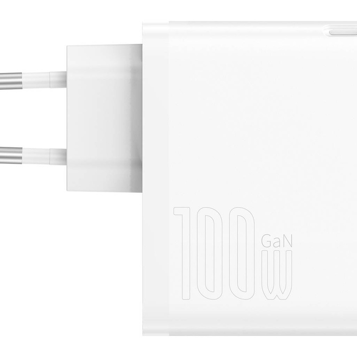Baseus GaN5 Pro Fast Universal GaN USB Ladegerät Typ C / USB 100W PD3.0, QC4.0+, AFC weiß (CCGP090202)