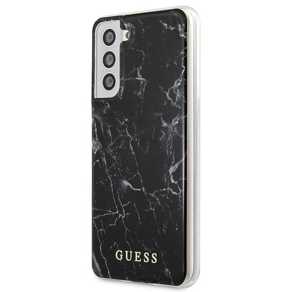 Hülle GUESS Samsung Galaxy S21 Plus Marble Schwarz Hardcase