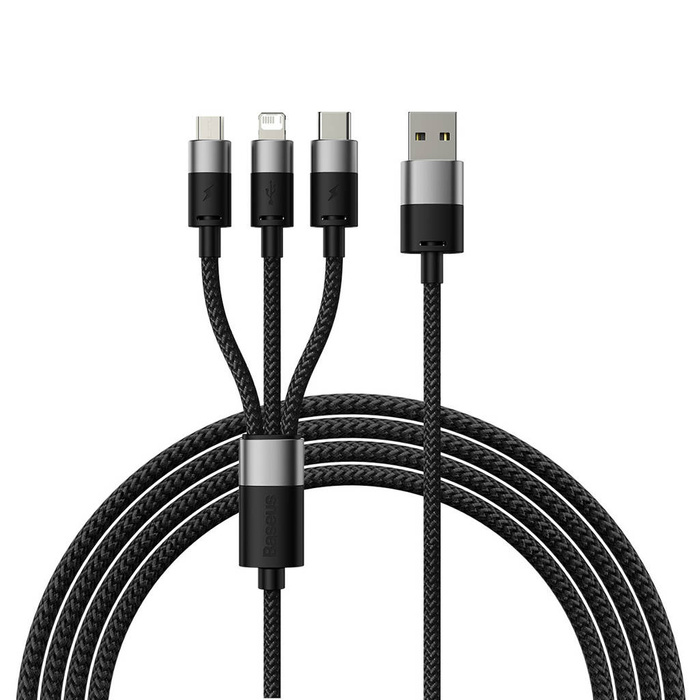 3v1 USB - micro USB / Lightning / USB C 3,5A 1,2m kabel Baseus StarSpeed - černý