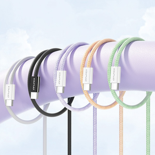 AWEI kabel CL-219T USB-C na USB-C 60W biały/white iPhone 15