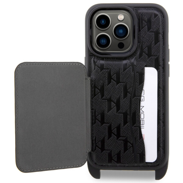Case Karl Lagerfeld KLHCP14LCSAKHPKK iPhone 14 Pro 6.1" hardcase black/black Crossbody Saffiano Monogram Ikonik Case