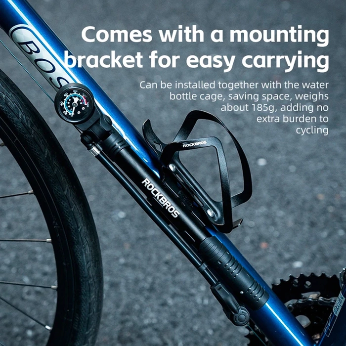 Rockbros 42310006001 pompe à vélo avec manomètre - noir