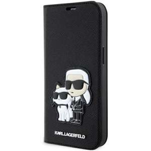 Hülle Karl Lagerfeld KLBKP14XSANKCPK iPhone 14 Pro Max 6,7" Buchcase schwarz/schwarz Saffiano Karl &amp; Choupette Case